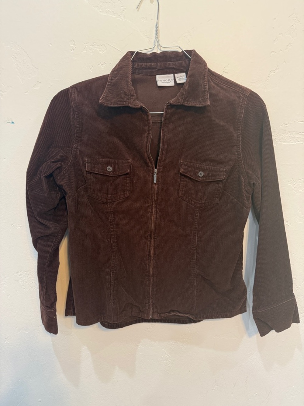 Sonoma Chocolate Brown Corduroy Zip Front Jacket